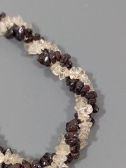 Vintage Red Garnet Clear Rock Crystal Quartz Twist Necklace 26 in