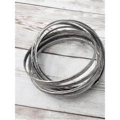 Vintage Bracelets / Bangles – Interlocking Patterned Silver Tone – Statement