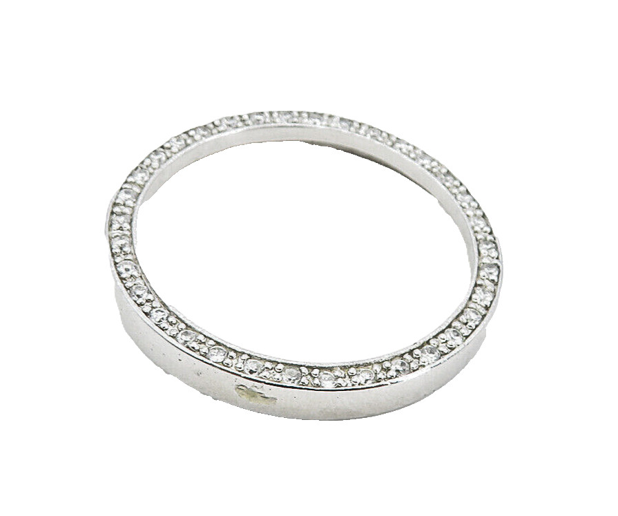 925 Sterling Silver Shiny White Topaz Open Circle Slide Pendant PT6341