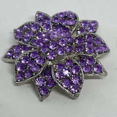 Lavender Purple Rhinestone Flower Brooch Vintage Estate Garden Lover Floral