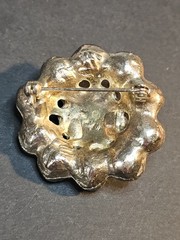 Vintage Rhinestone Flower Brooch Dome Center Cluster Clear Stones Pin Daisy