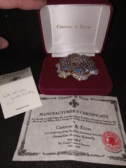 Camrose & Kross JBK Jacqueline Kennedy Faux Sapphire & Diamond Brooch COA/Box