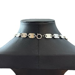 Vintage Flat Disc Necklace Extra Long Chain Link 56 in Silver Tone Metal Layered