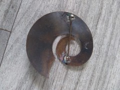 Metal Swirl Brass Brooch Vintage 2in
