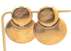 Vintage Dangle Drop Stud Earrings Gold Tone Geometric Round Pierced Ear Ears Mod