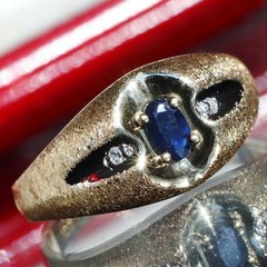 10k yellow gold 0.30ctw natural diamond ring sapphire sz 10 heated 2.63g Romance