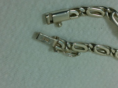 VTG 950 Sterling Silver Anchor Mariner Dbl Linked Chain Tennis Bracelet 8 1/8″