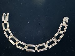 Vintage 800 Silver Link Line Embossed Bracelet 7 and 3/8” Long 15.48 Grams