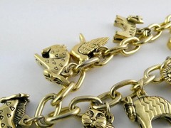 Vintage Laurel Burch Goldtone Charm Necklace Animal Charms Cat 19 Inches