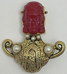 Vintage Selro Selini Asian Thai Princess Brooch Pin Faux Pearls Jewelry Unsigned