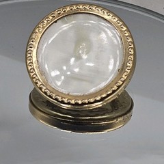 Vintage General Gold Tone Brooch Pin Mother Pearl Cabochon USA Magnetic Signed