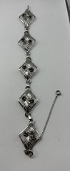 Curtis Creations Sterling Silver Bracelet 7” with Chain Guard Smoky Quartz Stone