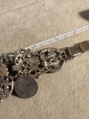 Wide Vintage Faux Turquoise Filigree Bracelet! 2.25in Wide In Front!
