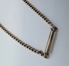 Antique 10K Gold Curb Link Necklace 15” Barrel Clasp Victorian Estate Chain