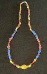 Antique Peking Glass Necklace Strand (95) Beads Various Colors, Shapes , Sizes
