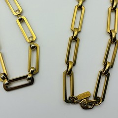 Vintage 70’s Monet Gold Tone Rectangular Bar Link 36” Chunky Chain Signed