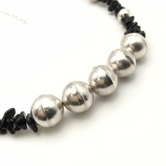 Silver Schark Handmade Sterling Silver & Black Obsidian Necklace 24-30″ 44g #30