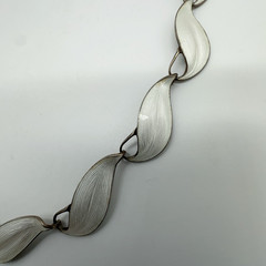VTG Finn Jensen Norway Sterling Silver White Enamel 17″ Necklace 33.7g#yde