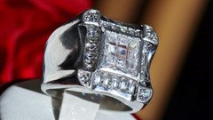 925 sterling silver size 11.25 ring 3.50ct cubic zirconia invisible set 17.90gr