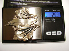Vintage 25.3g Sterling Silver LARGE 2.5″ Calla Lily Lilies Necklace 15.5″