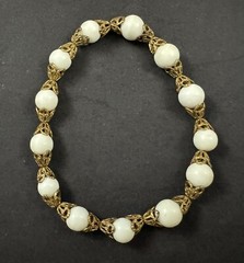 Vintage Metal Faux Pearl Beaded Bracelet