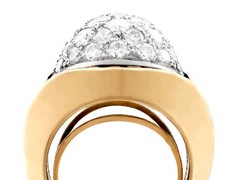 1960s French 0.80 Ct Sapphire 1.72 Ct Diamond 18k Yellow Gold Cocktail Ring