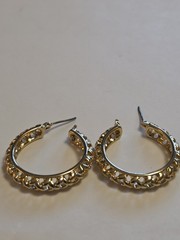 Unsigned Napier Gold-Tone Open Braided Hoop Earrings with Wire Snap Closure