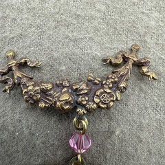 Vintage Heart Shaped Filigree Floral Pendant Pinback Locket Gold Tone