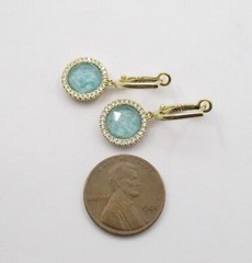 Amazonite Doublet and 0.38CTW Round Diamond Dangle Earrings 18K Yellow Gold