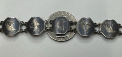 Vintage Siam 925 Sterling Silver with Dancing Goddess Figures Bracelet