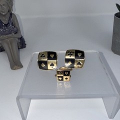 Vintage Men’s Mixed Lot Cufflinks & Tie Tacks Gold Tone Multicolor Metal Glass