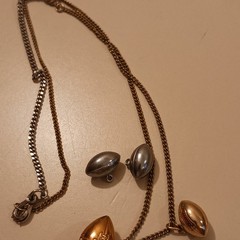 Vintage 3D Football Charm Necklace Gold Silver Tone Sports Jewelry 4 Pendants