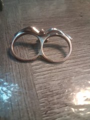 Vintage Style Antique Copper Sparrow Bird Two Finger Double Knuckle Ring