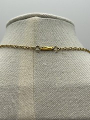 Vintage Green Jade Diamond Cultured Pearl Filigree Gold-tone Pendant Necklace