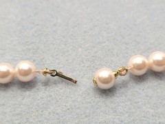 Vintage light pink Faux Glass Beads 18in.