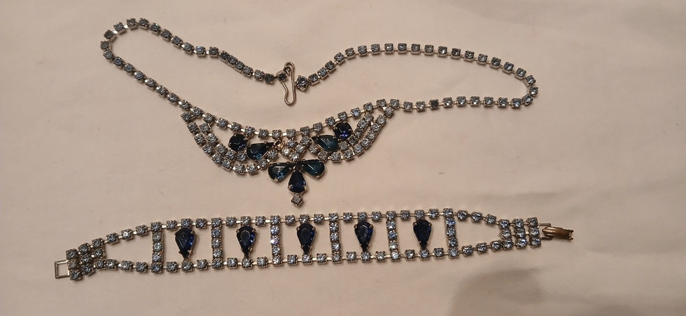Vtg 1950’s-1960’s Light And Blue Sapphire Necklace And Bracelet