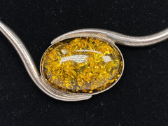 VTG Necklace Earring Baltic Green Honey Amber Sterling Silver Collar Celtic Knot