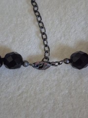 Carolee graduated glass bead jet black crystals knotted design Necklace