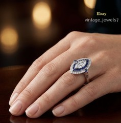 14K Gold FN 2CT Marquise Lab Created Diamond Wedding Ring Art Deco Vintage Style