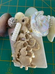 Vintage Necklace Adorned with Buttons, Beads, Buckles & Other Vintage Elements