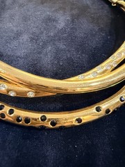 JACKIE COLLINS Gold Tone / Rhinestones Ladies Designer Wide Necklace Chocker BIB