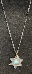 Vintage 935 Silver Israel Turquoise Star of David Pendant Necklace 19″ Chain