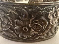 Vintage S Kirk & Son Sterling 925 Rose Repoussé bracelets and pin