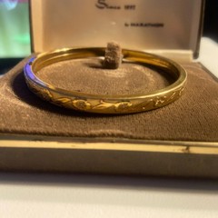 VTG Marathon 12k Gold Filled Floral Bangle Bracelet Princess Mara Box Paperwork