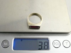 Vintage Sterling Silver Purple Glass Bar Top Ring 925 Size 5.25 Weighs 3.8g