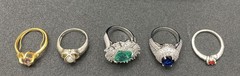 ✨Lot Of 5 Vintage To Now Beautiful Gemstone Estate Rings, All Size 7✨
