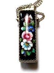 Vintage Enamel Hand Painted Russia Finift Jewelry Necklace-Locket 3 Variation#80