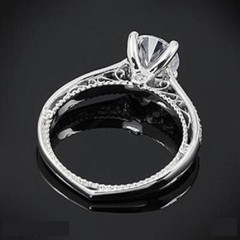 Art Deco Round Cut Lab Created Diamond Wedding Bridal 14K White Gold Filled Ring