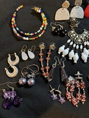Vintage Multicolor Mixed Lot Earrings Collection Glass Plastic Metal