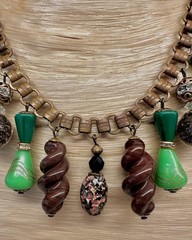 VINTAGE UNSIGNED MIRIAM HASKELL BOOKCHAIN NECKLACE BIB VARIED GLASS TASSEL DROPS
